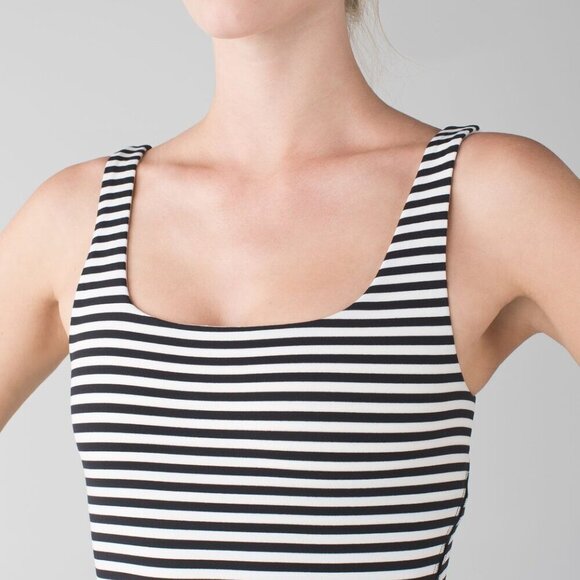 Lululemon Amala Tank Top Narrow Bold Stripe Black Angel Wing 21953 - Picture 3 of 11